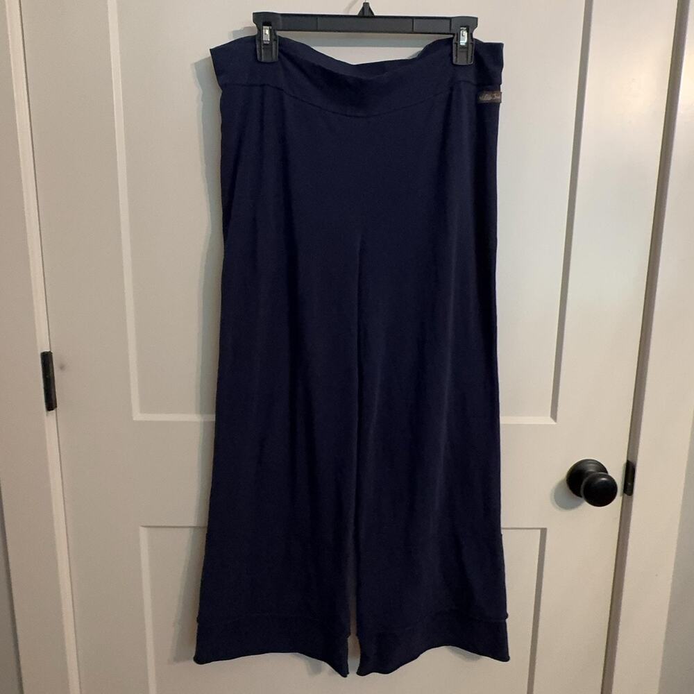 Matilda Jane Sweatpants Sz L Blue Wide Leg Crop Jersey Pull On Lounge Casual